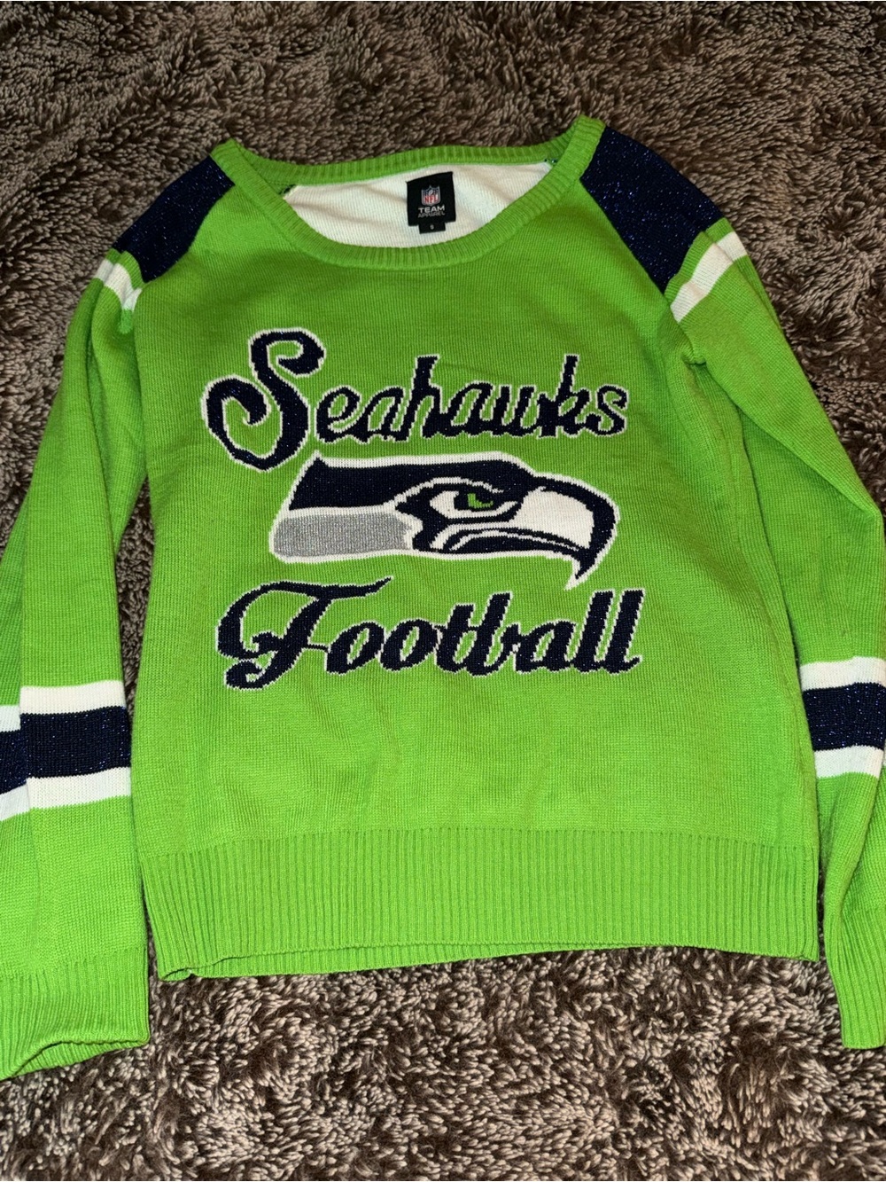 NFL Neon Green Seahawks Football Crewneck Sweater